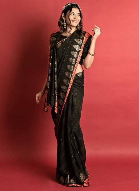 Black Colour Ashima New Party Wear Designer Fancy Dark Georgette Saree Collection 5405